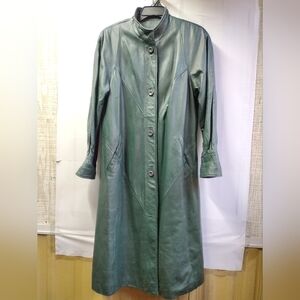 Green Leather Long Coat